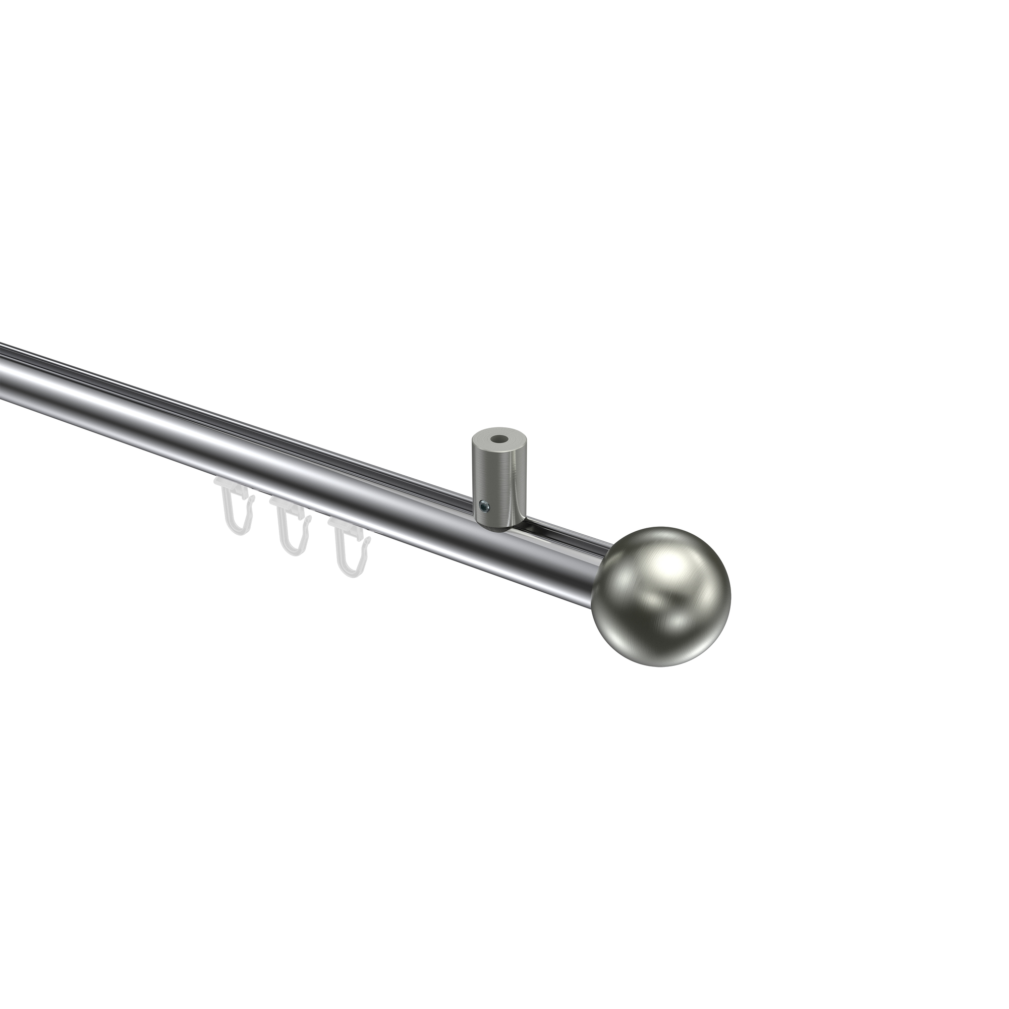 Gardinenstange mit Innenlauf (Deckenanbringung) Chrom / Edelstahl-Optik, Aluminium / Metall 20 mm Ø Sonius Luino Gardinenstange mit Innenlauf (Deckenanbringung) Chrom / Edelstahl-Optik, Aluminium / Metall 20 mm Ø Sonius Luino