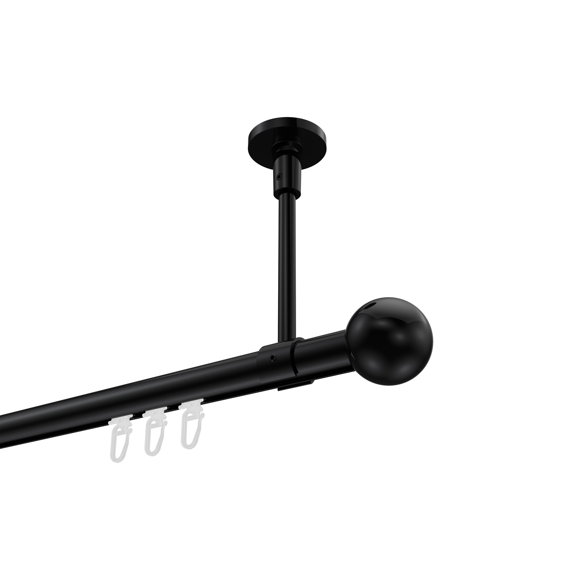 Innenlauf-Gardinenstange (Deckenmontage) Schwarz, Aluminium / Metall 20 mm Ø Sonette Luino Innenlauf-Gardinenstange (Deckenmontage) Schwarz, Aluminium / Metall 20 mm Ø Sonette Luino