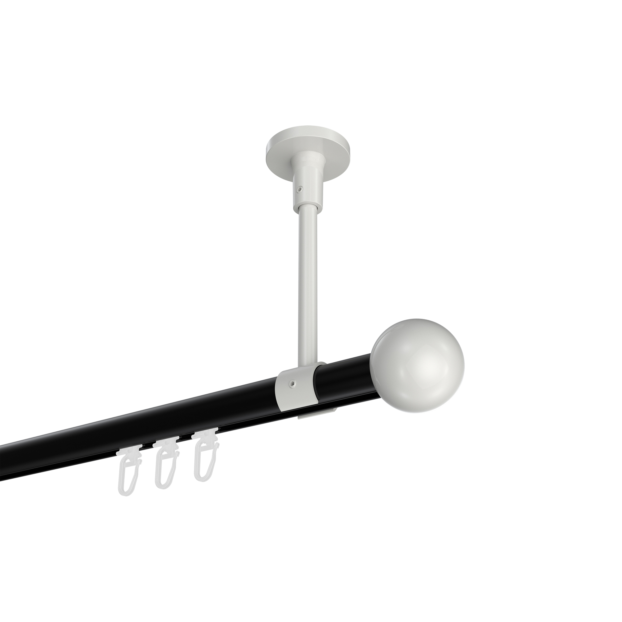 Gardinenstange mit Innenlauf (Deckenbefestigung) Schwarz / Weiß, Aluminium / Metall 20 mm Ø Sonette Luino Gardinenstange mit Innenlauf (Deckenbefestigung) Schwarz / Weiß, Aluminium / Metall 20 mm Ø Sonette Luino