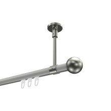 Vorhangstange mit Innenlauf (Deckenanbringung) Weiß / Edelstahl-Optik, Aluminium / Metall 20 mm Ø Sonette Luino Vorhangstange mit Innenlauf (Deckenanbringung) Weiß / Edelstahl-Optik, Aluminium / Metall 20 mm Ø Sonette Luino