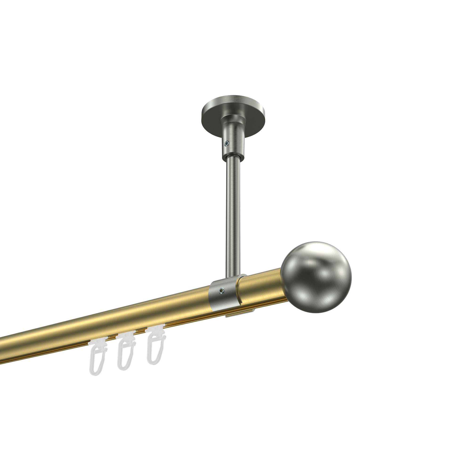 Vorhangstange mit Innenlauf (Deckenanbringung) Messing-Optik / Edelstahl-Optik, Aluminium / Metall 20 mm Ø Sonette Luino Vorhangstange mit Innenlauf (Deckenanbringung) Messing-Optik / Edelstahl-Optik, Aluminium / Metall 20 mm Ø Sonette Luino