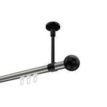 Gardinenstange mit Innenlauf (Deckenbefestigung) Edelstahl-Optik / Schwarz, Aluminium / Metall 20 mm Ø Sonette Luino Gardinenstange mit Innenlauf (Deckenbefestigung) Edelstahl-Optik / Schwarz, Aluminium / Metall 20 mm Ø Sonette Luino