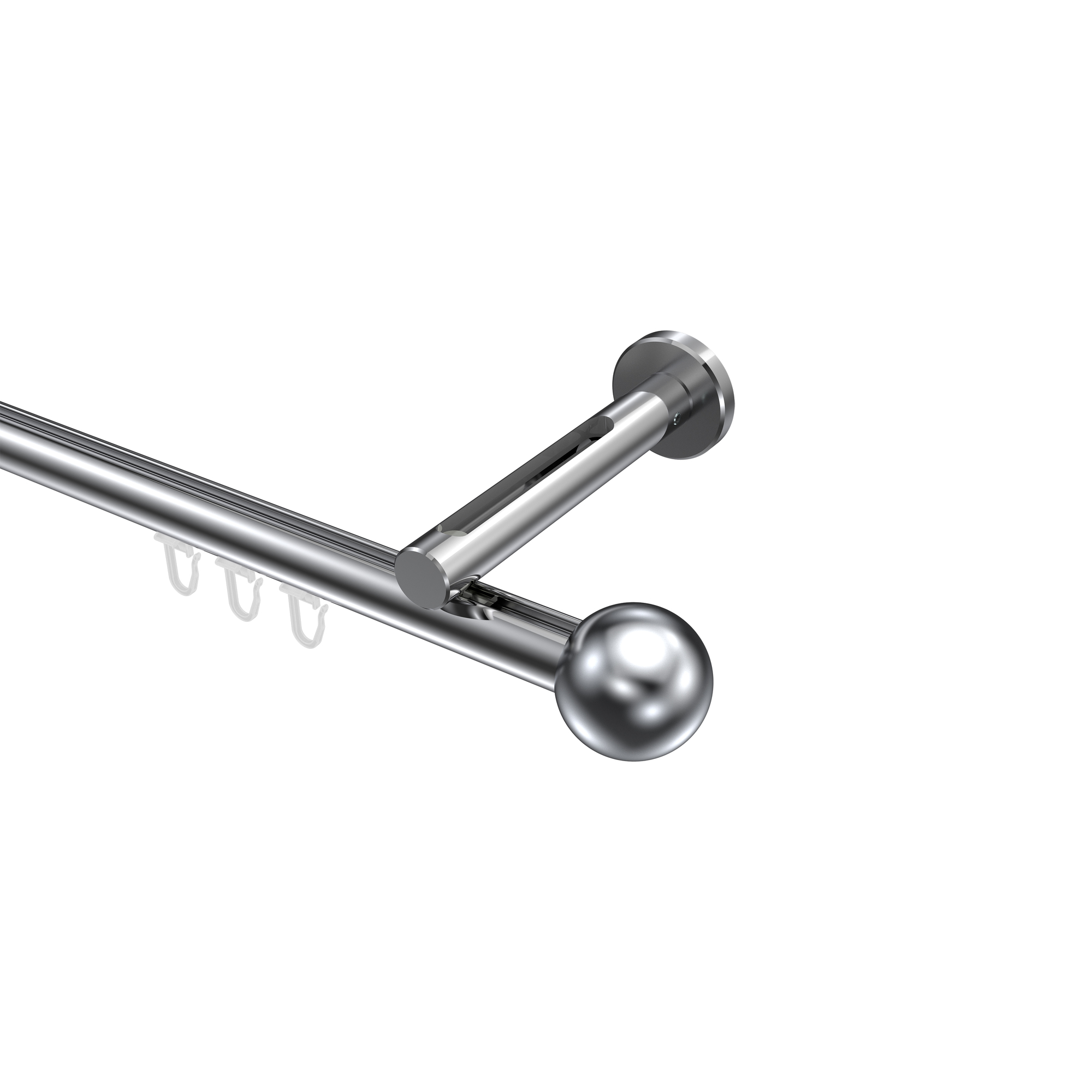 Innenlauf-Gardinenstange Chrom, Aluminium / Metall 20 mm Ø Siteno Luino Innenlauf-Gardinenstange Chrom, Aluminium / Metall 20 mm Ø Siteno Luino