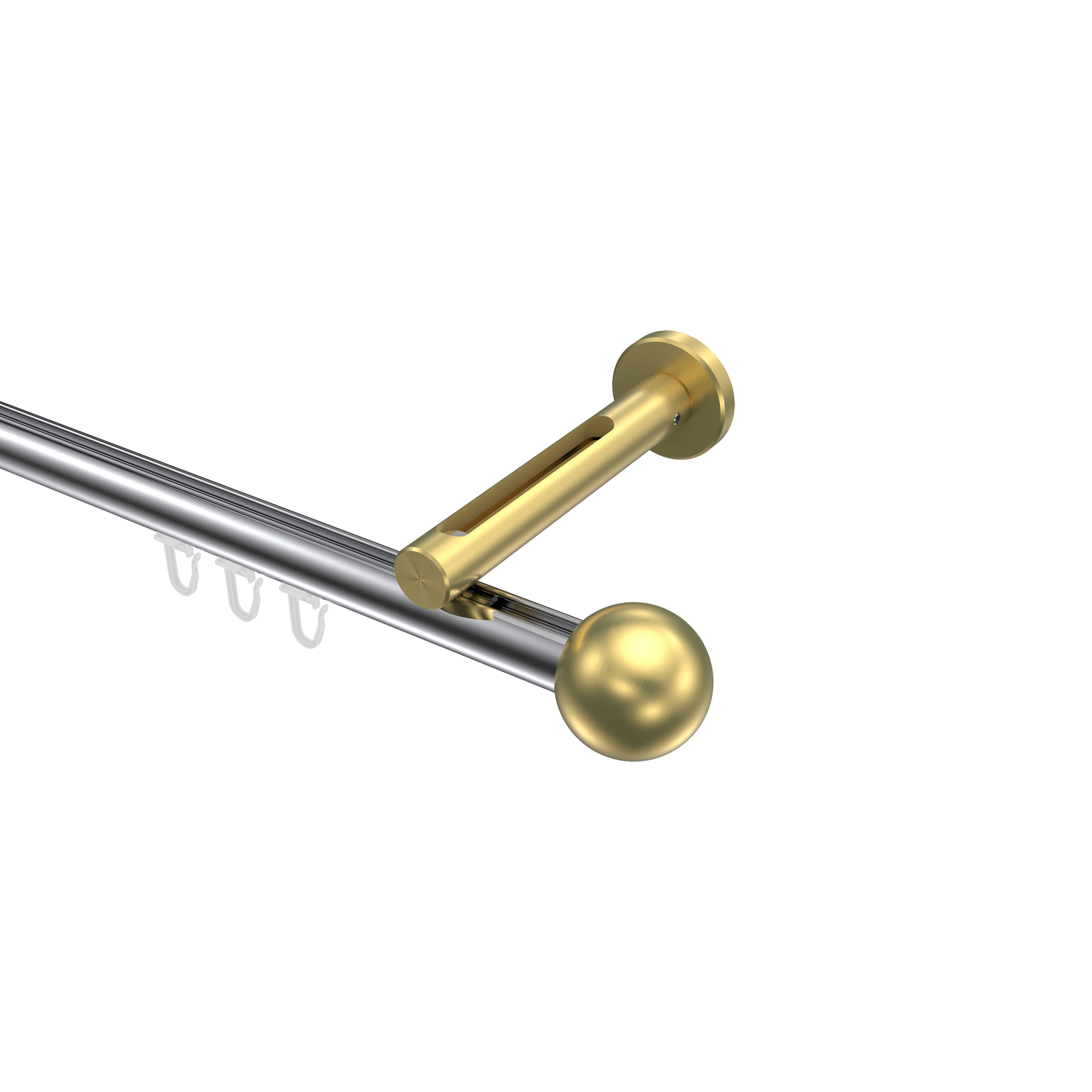 Innenlauf-Vorhangstange Chrom / Messing-Optik, Aluminium / Metall 20 mm Ø Siteno Luino Innenlauf-Vorhangstange Chrom / Messing-Optik, Aluminium / Metall 20 mm Ø Siteno Luino