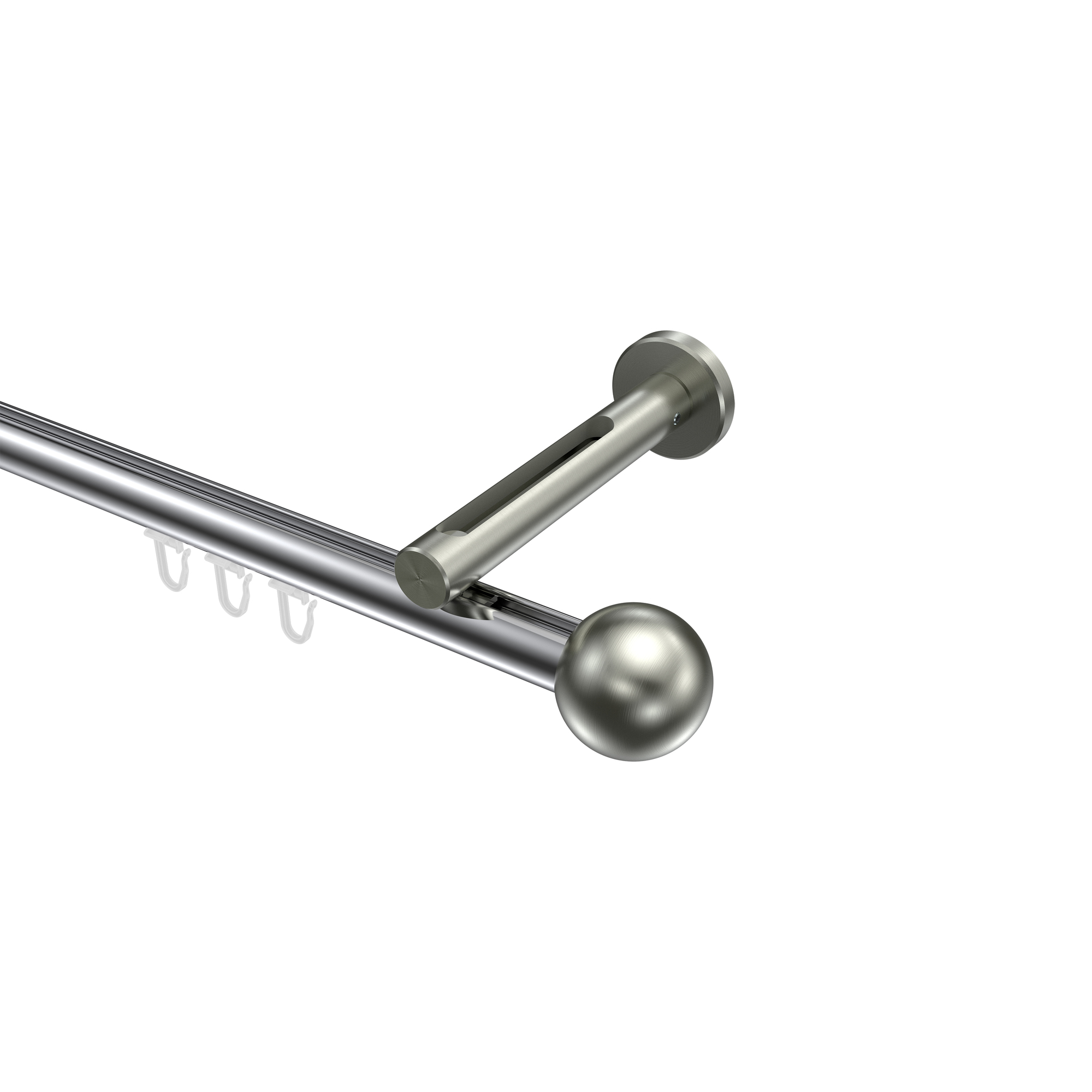 Vorhangstange mit Innenlauf Chrom / Edelstahl-Optik, Aluminium / Metall 20 mm Ø Siteno Luino Vorhangstange mit Innenlauf Chrom / Edelstahl-Optik, Aluminium / Metall 20 mm Ø Siteno Luino