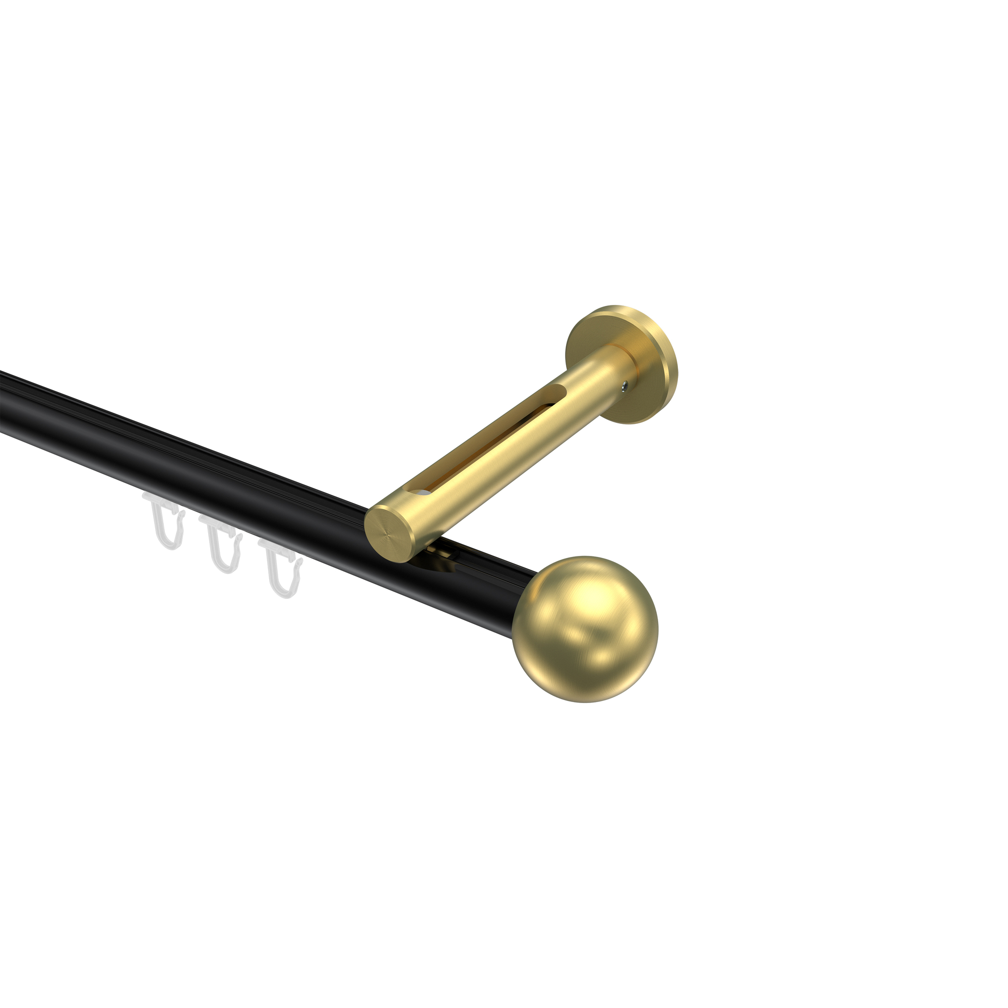 Innenlauf-Vorhangstange Schwarz / Messing-Optik, Aluminium / Metall 20 mm Ø Siteno Luino Innenlauf-Vorhangstange Schwarz / Messing-Optik, Aluminium / Metall 20 mm Ø Siteno Luino