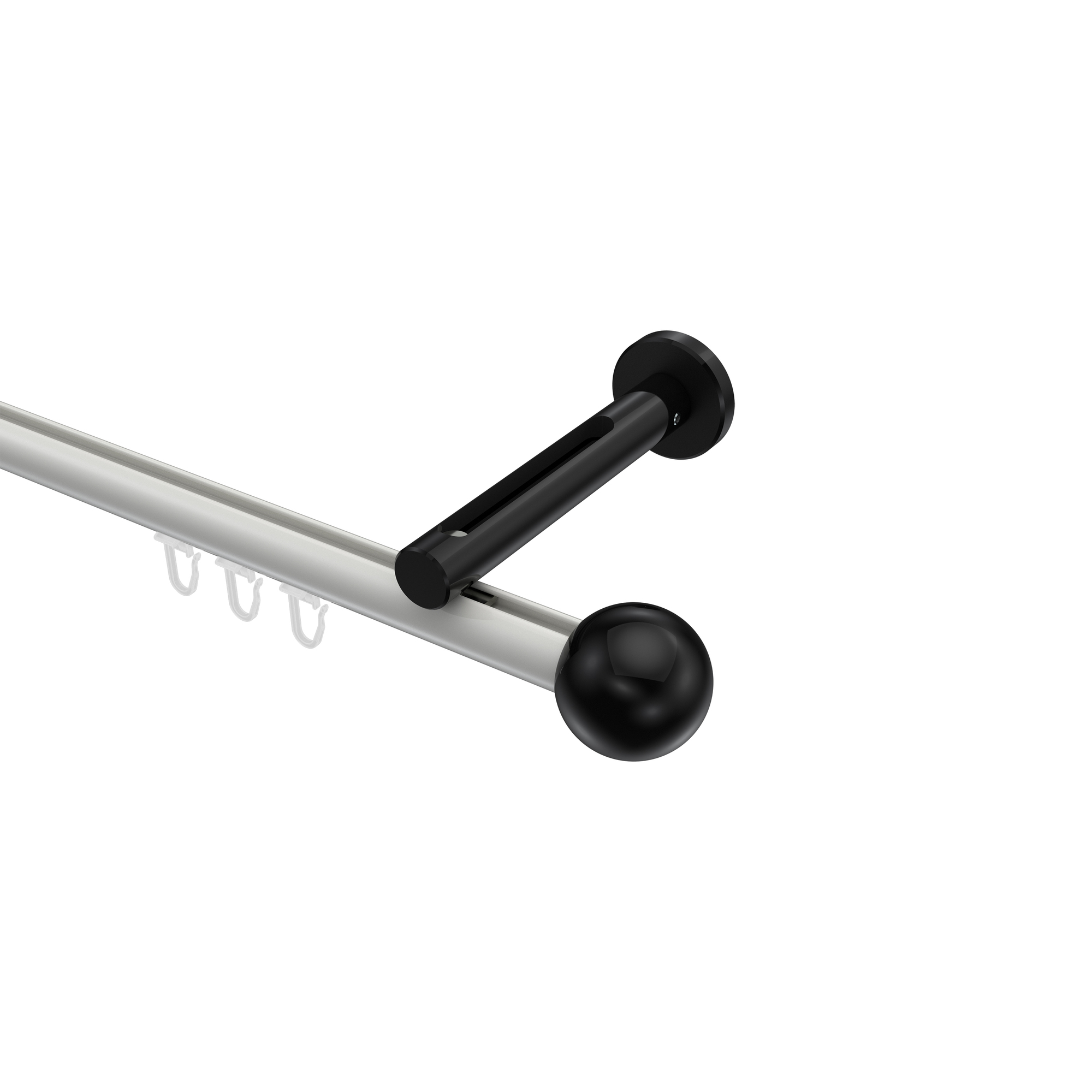 Gardinenstange mit Innenlauf Weiß / Schwarz, Aluminium / Metall 20 mm Ø Siteno Luino Gardinenstange mit Innenlauf Weiß / Schwarz, Aluminium / Metall 20 mm Ø Siteno Luino