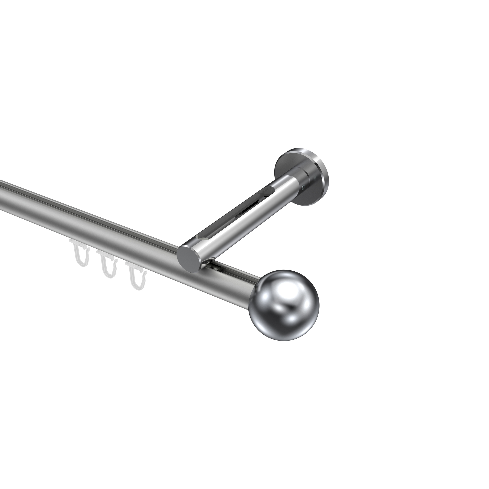 Innenlauf-Gardinenstange Silbergrau / Chrom, Aluminium / Metall 20 mm Ø Siteno Luino Innenlauf-Gardinenstange Silbergrau / Chrom, Aluminium / Metall 20 mm Ø Siteno Luino