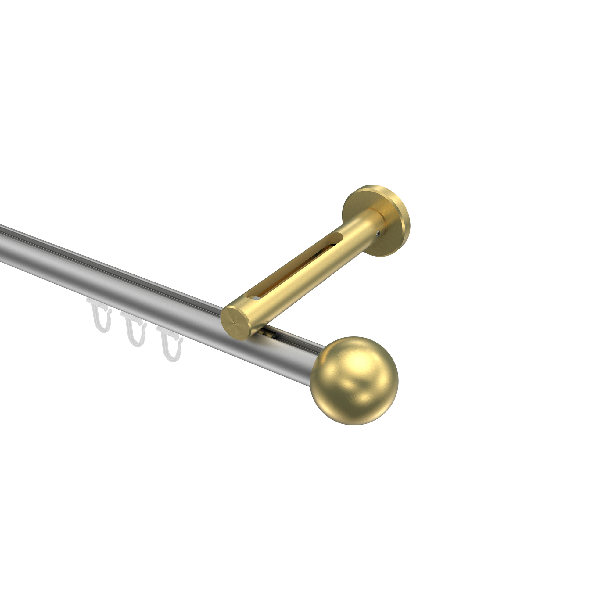 Innenlauf-Vorhangstange Silbergrau / Messing-Optik, Aluminium / Metall 20 mm Ø Siteno Luino Innenlauf-Vorhangstange Silbergrau / Messing-Optik, Aluminium / Metall 20 mm Ø Siteno Luino