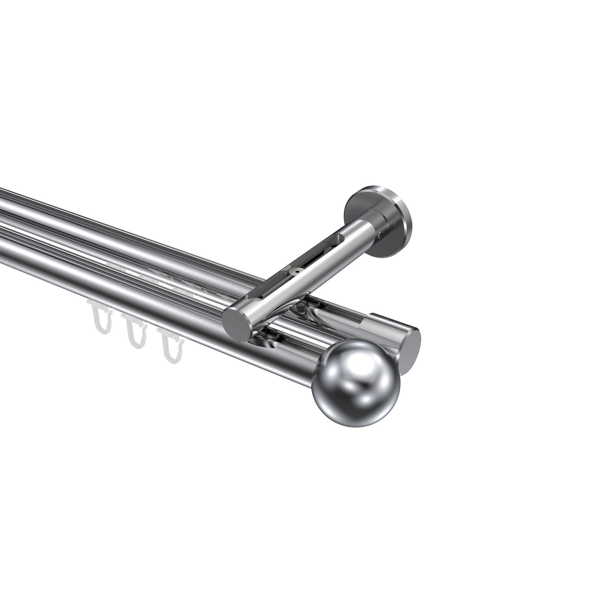 Innenlauf-Gardinenstange Chrom, Aluminium / Metall 20 mm Ø Siteno Luino, 2-läufig Innenlauf-Gardinenstange Chrom, Aluminium / Metall 20 mm Ø Siteno Luino, 2-läufig