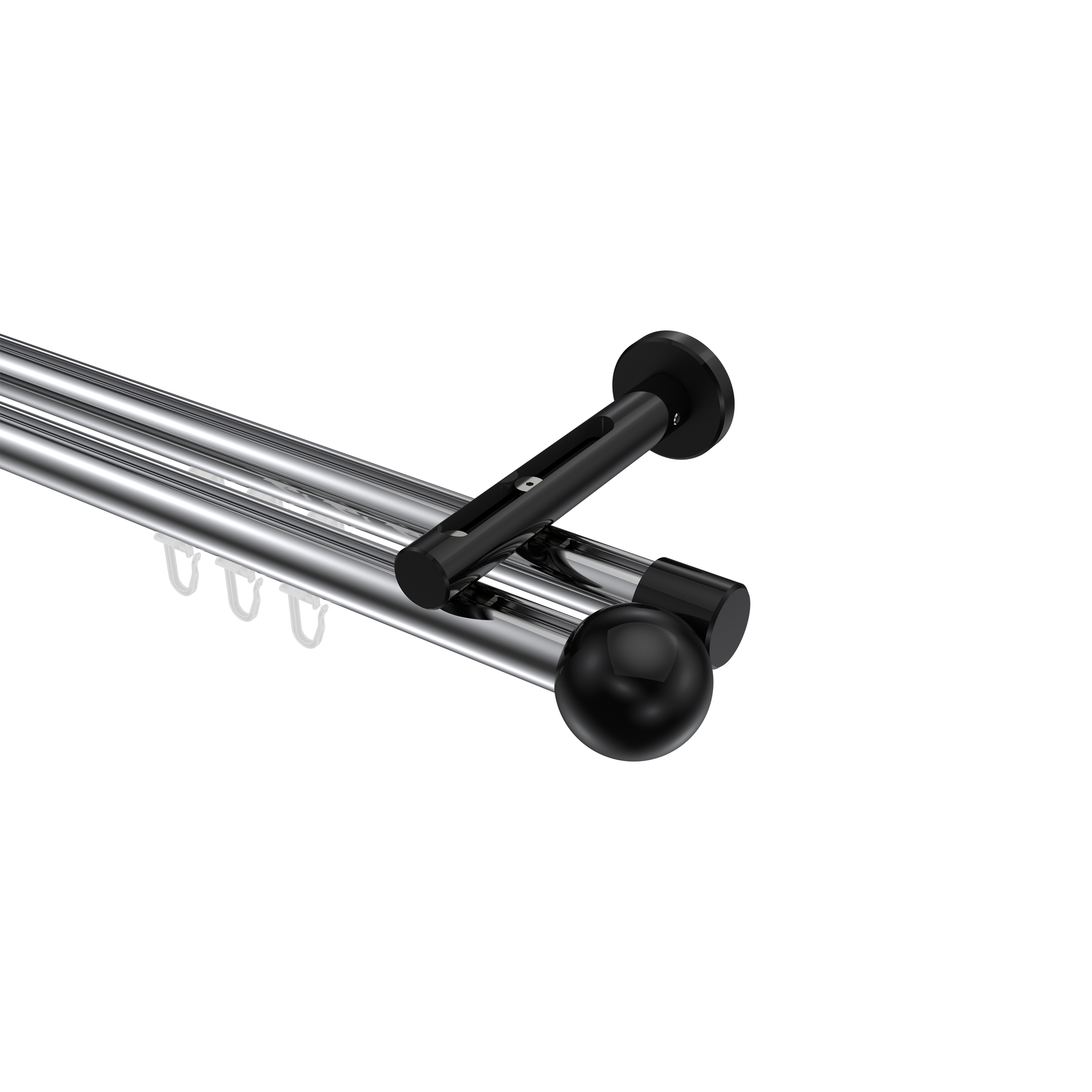 Innenlaufstange Chrom / Schwarz, Aluminium / Metall 20 mm Ø Siteno Luino, zweiläufig Innenlaufstange Chrom / Schwarz, Aluminium / Metall 20 mm Ø Siteno Luino, zweiläufig