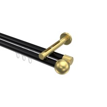 Innenlauf-Vorhangstange Schwarz / Messing-Optik, Aluminium / Metall 20 mm Ø Siteno Luino, doppelläufig Innenlauf-Vorhangstange Schwarz / Messing-Optik, Aluminium / Metall 20 mm Ø Siteno Luino, doppelläufig