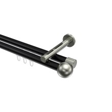 Vorhangstange mit Innenlauf Schwarz / Edelstahl-Optik, Aluminium / Metall 20 mm Ø Siteno Luino, 2-läufig Vorhangstange mit Innenlauf Schwarz / Edelstahl-Optik, Aluminium / Metall 20 mm Ø Siteno Luino, 2-läufig