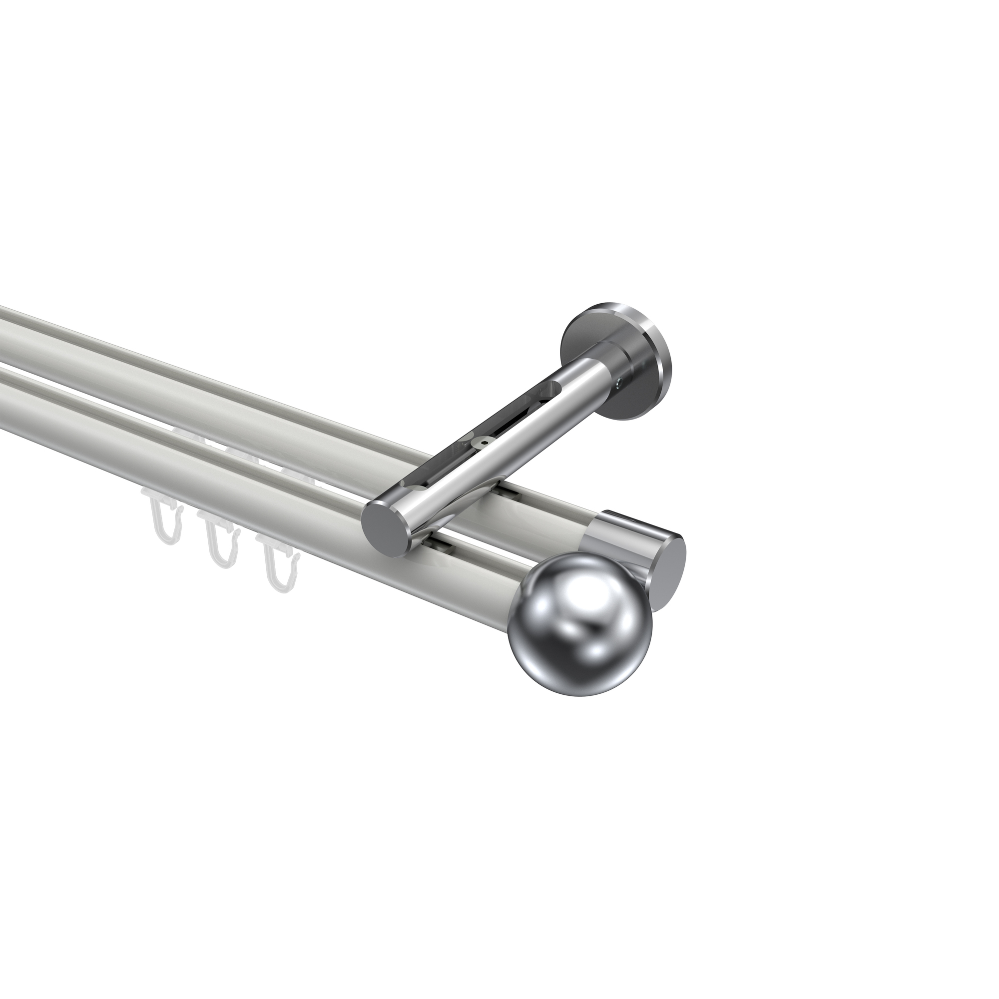 Innenlaufstange Weiß / Chrom, Aluminium / Metall 20 mm Ø Siteno Luino, doppelläufig Innenlaufstange Weiß / Chrom, Aluminium / Metall 20 mm Ø Siteno Luino, doppelläufig