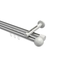 Gardinenstange mit Innenlauf Silbergrau / Weiß, Aluminium / Metall 20 mm Ø Siteno Luino, doppelläufig Gardinenstange mit Innenlauf Silbergrau / Weiß, Aluminium / Metall 20 mm Ø Siteno Luino, doppelläufig