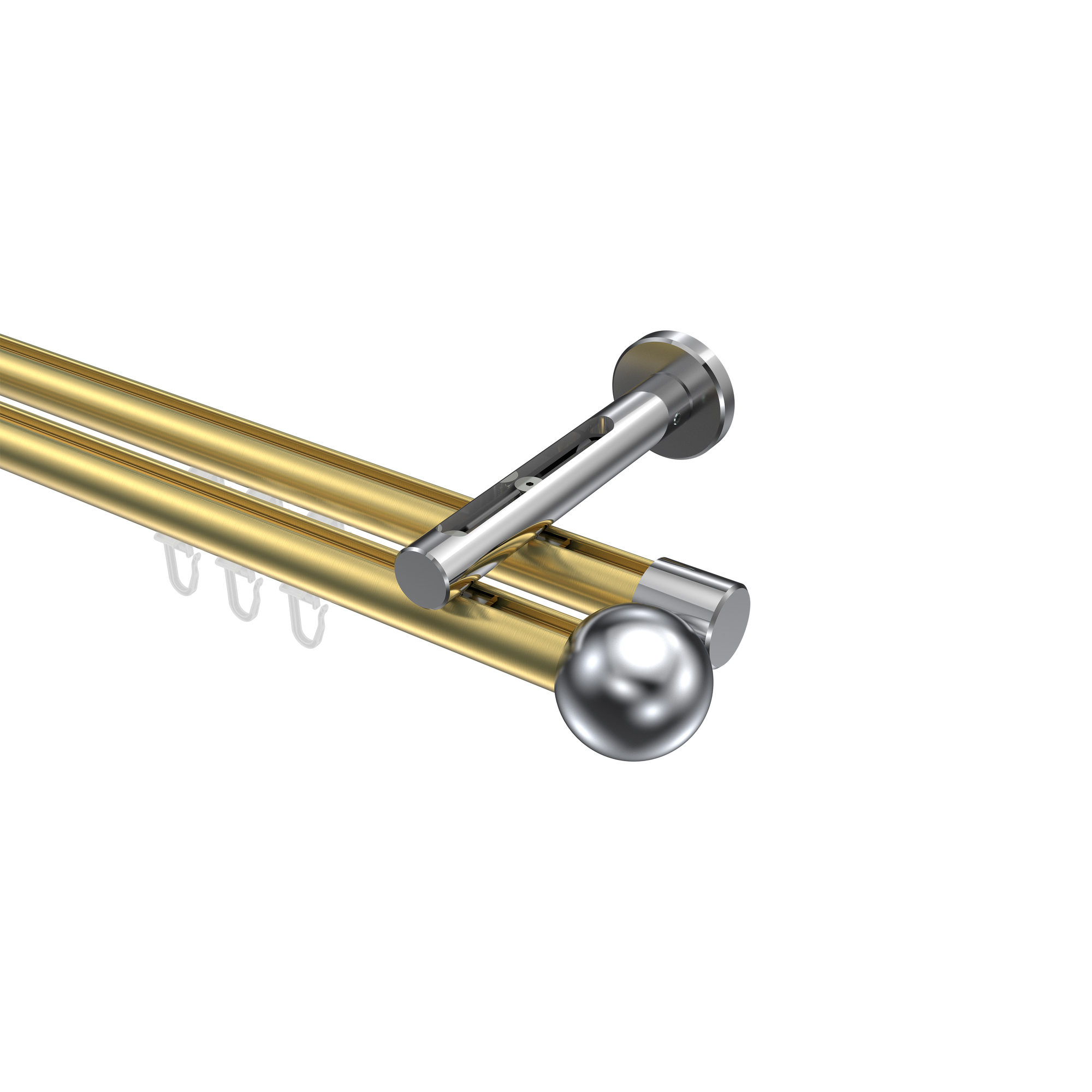 Innenlaufstange Messing-Optik / Chrom, Aluminium / Metall 20 mm Ø Siteno Luino, 2-läufig Innenlaufstange Messing-Optik / Chrom, Aluminium / Metall 20 mm Ø Siteno Luino, 2-läufig