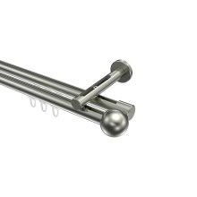 Innenlauf-Gardinenstange Edelstahl-Optik, Aluminium / Metall 20 mm Ø Siteno Luino, zweiläufig Innenlauf-Gardinenstange Edelstahl-Optik, Aluminium / Metall 20 mm Ø Siteno Luino, zweiläufig