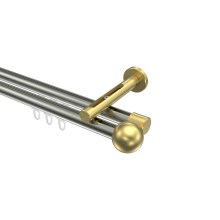 Vorhangstange mit Innenlauf Edelstahl-Optik / Messing-Optik, Aluminium / Metall 20 mm Ø Siteno Luino, doppelläufig Vorhangstange mit Innenlauf Edelstahl-Optik / Messing-Optik, Aluminium / Metall 20 mm Ø Siteno Luino, doppelläufig