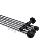 Innenlaufstange Chrom / Schwarz, Aluminium / Metall 20 mm Ø Siteno Luino, dreiläufig Innenlaufstange Chrom / Schwarz, Aluminium / Metall 20 mm Ø Siteno Luino, dreiläufig