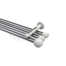Gardinenstange mit Innenlauf Chrom / Weiß, Aluminium / Metall 20 mm Ø Siteno Luino, 3-läufig Gardinenstange mit Innenlauf Chrom / Weiß, Aluminium / Metall 20 mm Ø Siteno Luino, 3-läufig