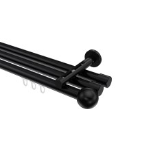 Innenlauf-Gardinenstange Schwarz, Aluminium / Metall 20 mm Ø Siteno Luino, dreiläufig Innenlauf-Gardinenstange Schwarz, Aluminium / Metall 20 mm Ø Siteno Luino, dreiläufig