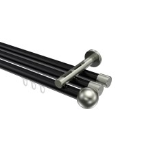 Vorhangstange mit Innenlauf Schwarz / Edelstahl-Optik, Aluminium / Metall 20 mm Ø Siteno Luino, dreiläufig Vorhangstange mit Innenlauf Schwarz / Edelstahl-Optik, Aluminium / Metall 20 mm Ø Siteno Luino, dreiläufig