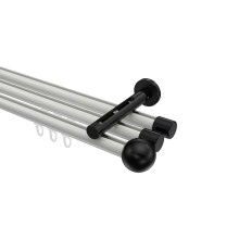 Gardinenstange mit Innenlauf Weiß / Schwarz, Aluminium / Metall 20 mm Ø Siteno Luino, 3-läufig Gardinenstange mit Innenlauf Weiß / Schwarz, Aluminium / Metall 20 mm Ø Siteno Luino, 3-läufig