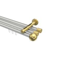 Innenlauf-Vorhangstange Weiß / Messing-Optik, Aluminium / Metall 20 mm Ø Siteno Luino, dreiläufig Innenlauf-Vorhangstange Weiß / Messing-Optik, Aluminium / Metall 20 mm Ø Siteno Luino, dreiläufig