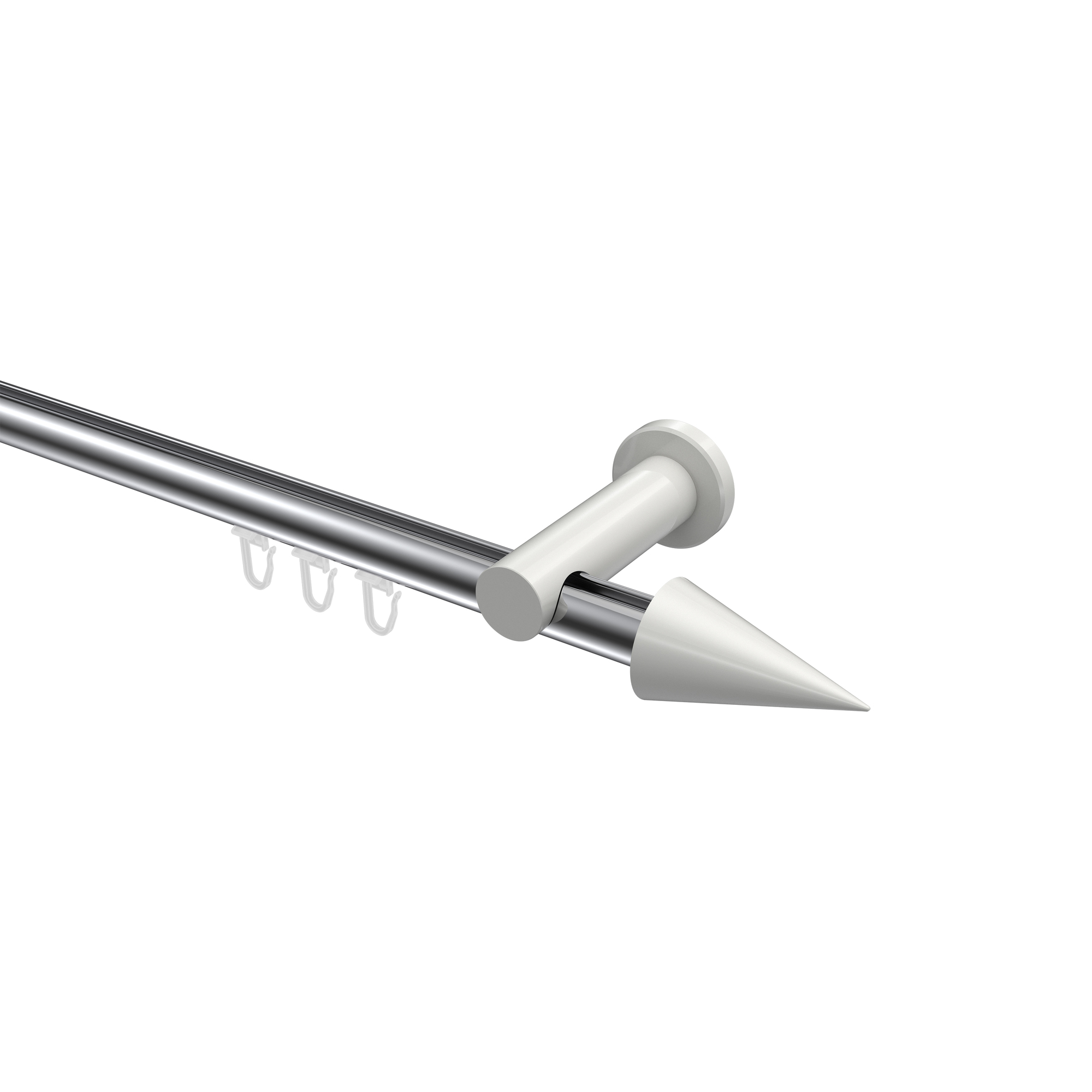 Innenlauf-Vorhangstange Chrom / Weiß, Aluminium / Metall 20 mm Ø Platon Savio Innenlauf-Vorhangstange Chrom / Weiß, Aluminium / Metall 20 mm Ø Platon Savio