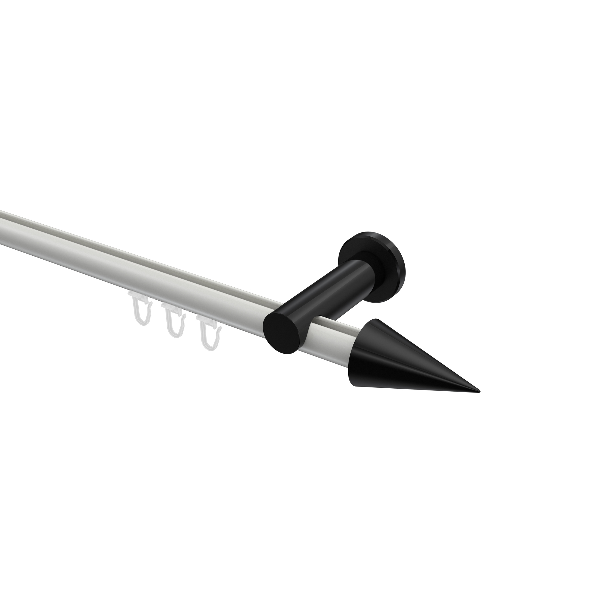 Innenlauf-Gardinenstange Weiß / Schwarz, Aluminium / Metall 20 mm Ø Platon Savio Innenlauf-Gardinenstange Weiß / Schwarz, Aluminium / Metall 20 mm Ø Platon Savio