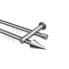 Innenlauf-Vorhangstange Chrom, Metall 20 mm Ø Platon Savio, doppelläufig Innenlauf-Vorhangstange Chrom, Metall 20 mm Ø Platon Savio, doppelläufig