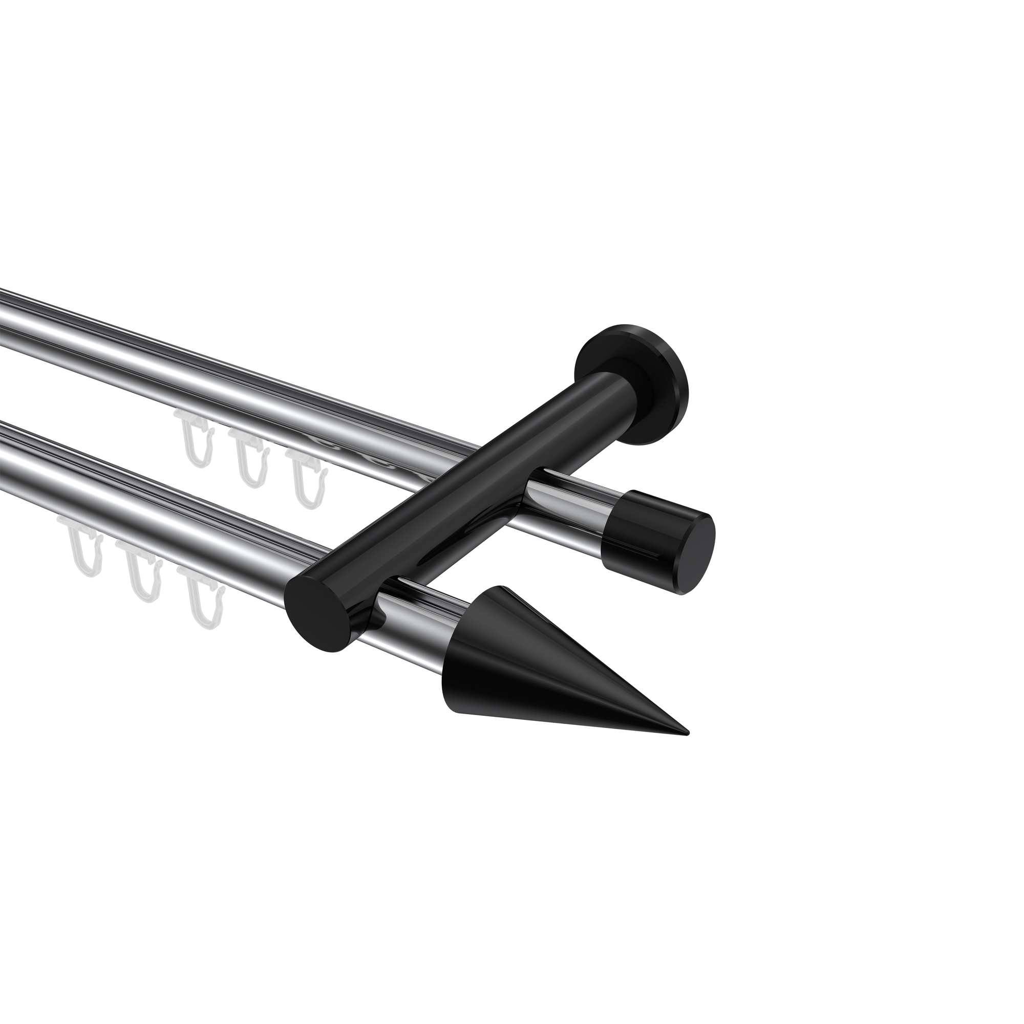 Innenlaufstange Chrom / Schwarz, Metall 20 mm Ø Platon Savio, 2-läufig Innenlaufstange Chrom / Schwarz, Metall 20 mm Ø Platon Savio, 2-läufig