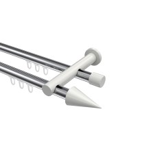 Innenlauf-Vorhangstangen Chrom / Weiß, Metall 20 mm Ø Platon Savio, 2-läufig Innenlauf-Vorhangstangen Chrom / Weiß, Metall 20 mm Ø Platon Savio, 2-läufig