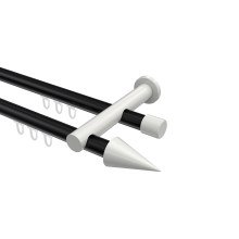 Innenlauf-Vorhangstange Schwarz / Weiß, Metall 20 mm Ø Platon Savio, 2-läufig Innenlauf-Vorhangstange Schwarz / Weiß, Metall 20 mm Ø Platon Savio, 2-läufig