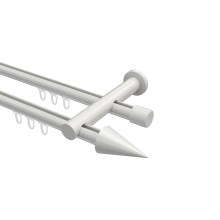 Innenlauf-Vorhangstange Weiß, Metall 20 mm Ø Platon Savio, doppelläufig Innenlauf-Vorhangstange Weiß, Metall 20 mm Ø Platon Savio, doppelläufig