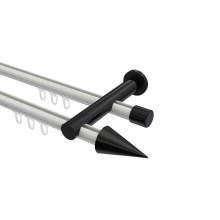 Innenlauf-Gardinenstangen Weiß / Schwarz, Metall 20 mm Ø Platon Savio, doppelläufig Innenlauf-Gardinenstangen Weiß / Schwarz, Metall 20 mm Ø Platon Savio, doppelläufig