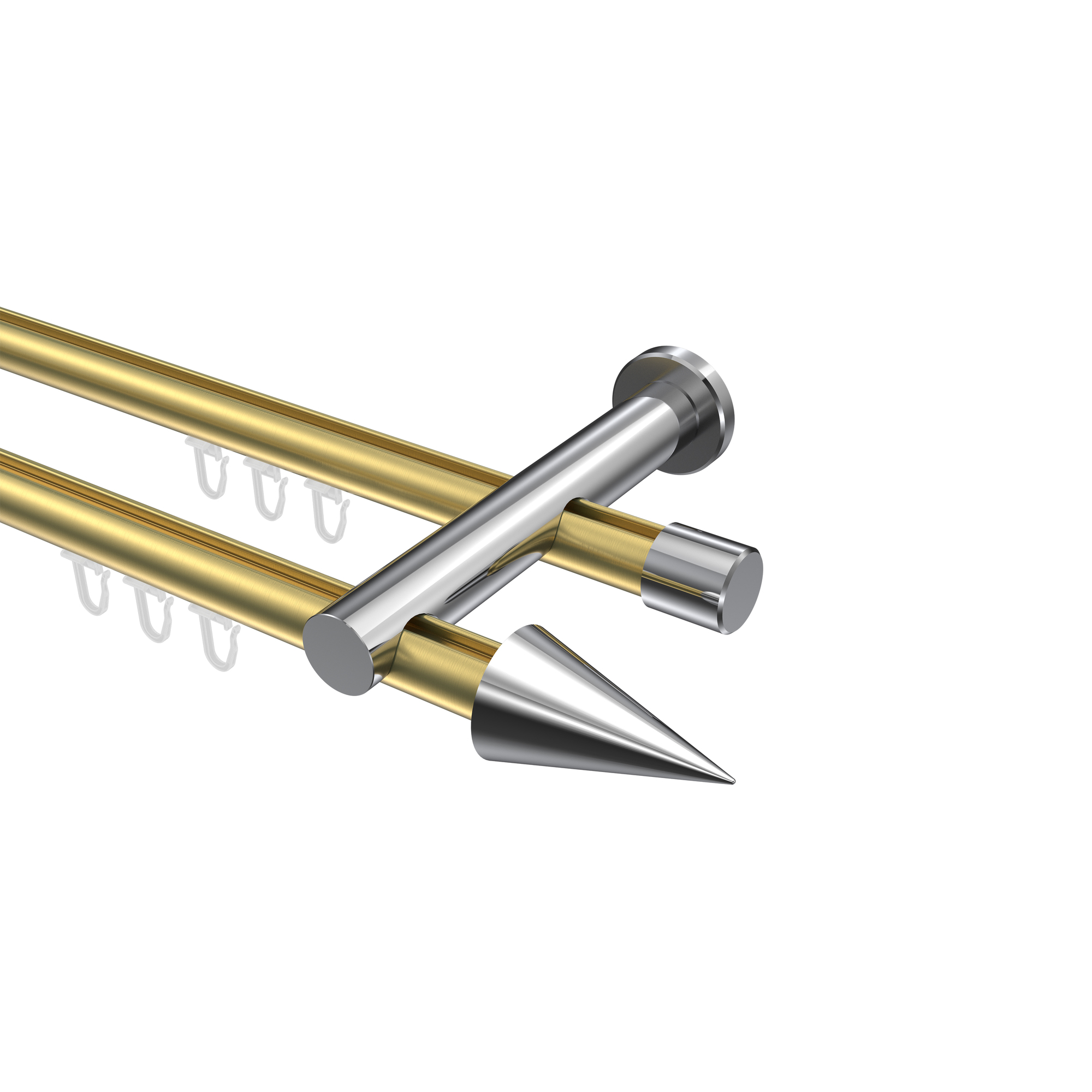 Innenlaufstange Messing-Optik / Chrom, zweiläufig Aluminium / Metall 20 mm Ø Platon Savio Innenlaufstange Messing-Optik / Chrom, zweiläufig Aluminium / Metall 20 mm Ø Platon Savio