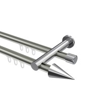 Innenlauf-Gardinenstange Edelstahl-Optik / Chrom, zweiläufig Aluminium / Metall 20 mm Ø Platon Savio Innenlauf-Gardinenstange Edelstahl-Optik / Chrom, zweiläufig Aluminium / Metall 20 mm Ø Platon Savio
