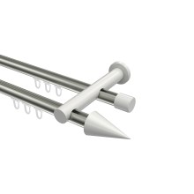 Innenlauf-Vorhangstangen Edelstahl-Optik / Weiß, Metall 20 mm Ø Platon Savio, doppelläufig Innenlauf-Vorhangstangen Edelstahl-Optik / Weiß, Metall 20 mm Ø Platon Savio, doppelläufig
