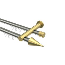 Gardinenstange mit Innenlauf Edelstahl-Optik / Messing-Optik 20 mm Ø Platon Savio, 2-läufig Gardinenstange mit Innenlauf Edelstahl-Optik / Messing-Optik 20 mm Ø Platon Savio, 2-läufig