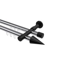 Innenlaufstangen Chrom / Schwarz, Metall 20 mm Ø Prestige Savio, 2-läufig Innenlaufstangen Chrom / Schwarz, Metall 20 mm Ø Prestige Savio, 2-läufig