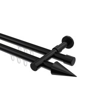 Innenlauf-Gardinenstange Schwarz, Metall 20 mm Ø Prestige Savio, 2-läufig Innenlauf-Gardinenstange Schwarz, Metall 20 mm Ø Prestige Savio, 2-läufig