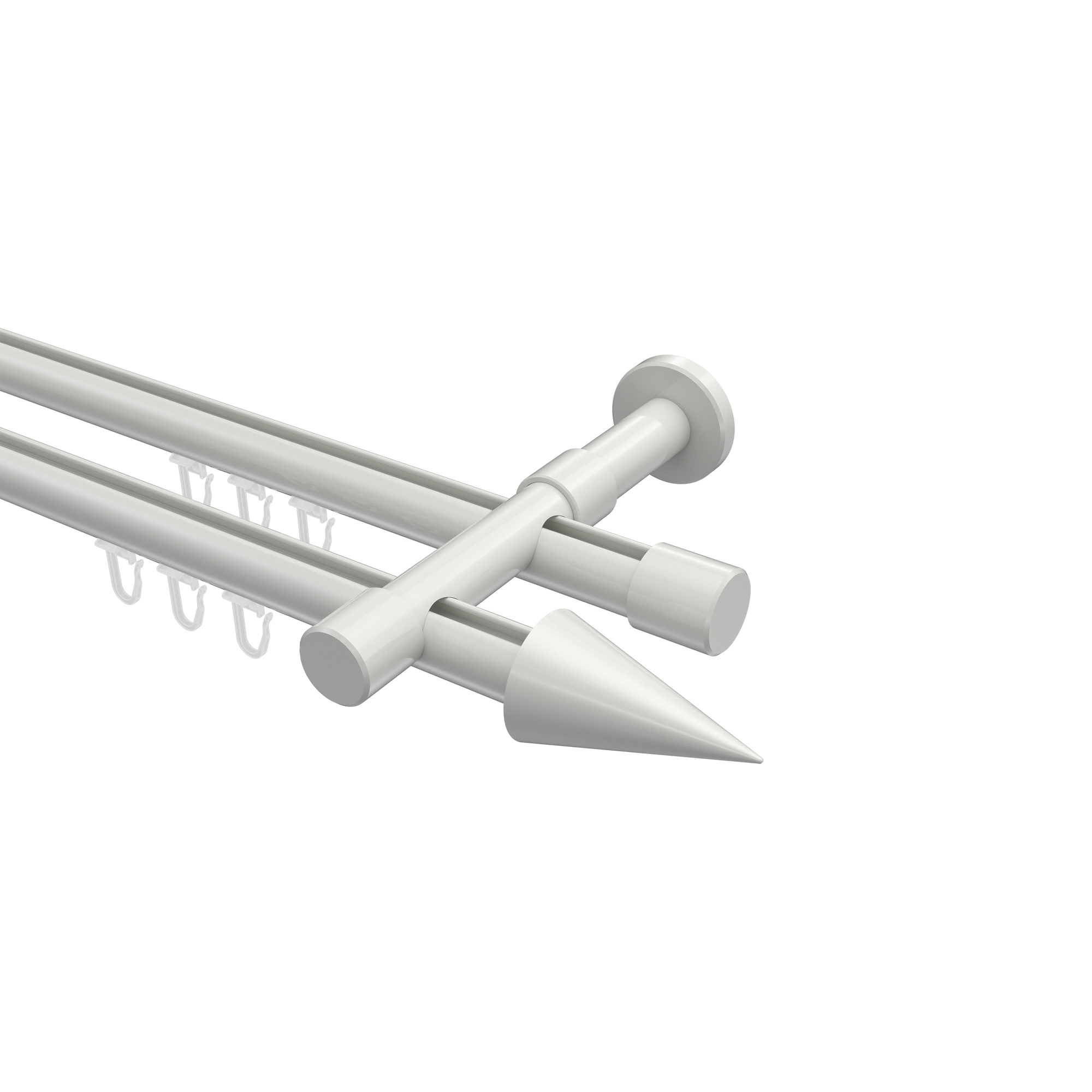 Innenlauf-Vorhangstangen Weiß, Metall 20 mm Ø Prestige Savio, doppelläufig Innenlauf-Vorhangstangen Weiß, Metall 20 mm Ø Prestige Savio, doppelläufig