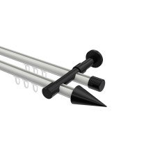 Innenlauf-Gardinenstange Weiß / Schwarz, Metall 20 mm Ø Prestige Savio, doppelläufig Innenlauf-Gardinenstange Weiß / Schwarz, Metall 20 mm Ø Prestige Savio, doppelläufig