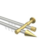 Innenlauf-Gardinenstange Weiß / Messing-Optik, zweiläufig Aluminium / Metall 20 mm Ø Prestige Savio Innenlauf-Gardinenstange Weiß / Messing-Optik, zweiläufig Aluminium / Metall 20 mm Ø Prestige Savio