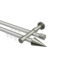 Innenlauf-Gardinenstange Weiß / Edelstahl-Optik, Metall 20 mm Ø Prestige Savio, 2-läufig Innenlauf-Gardinenstange Weiß / Edelstahl-Optik, Metall 20 mm Ø Prestige Savio, 2-läufig