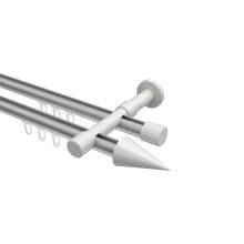 Innenlaufstangen Silbergrau / Weiß, Metall 20 mm Ø Prestige Savio, zweiläufig Innenlaufstangen Silbergrau / Weiß, Metall 20 mm Ø Prestige Savio, zweiläufig