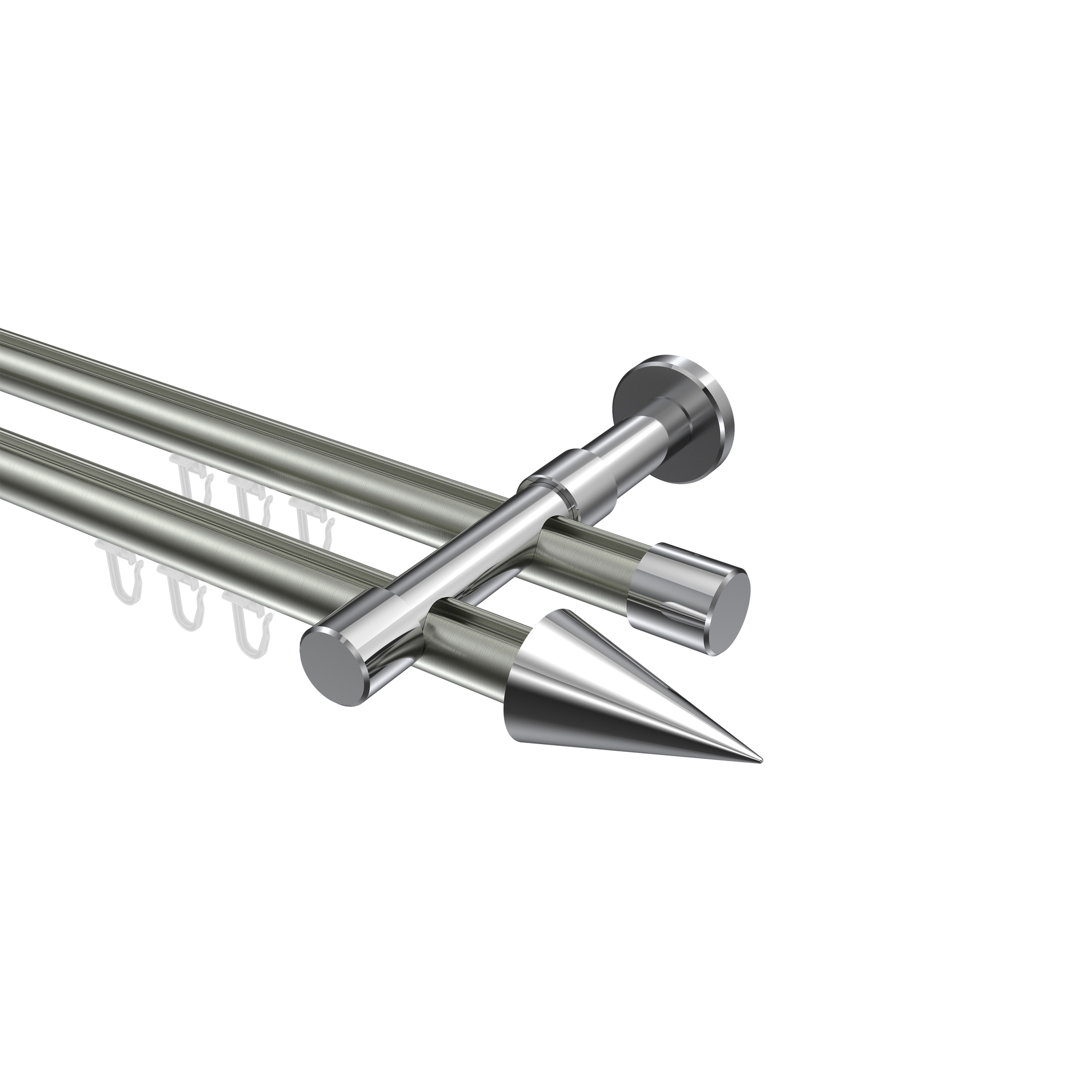 Innenlaufstange Edelstahl-Optik / Chrom, doppelläufig Aluminium / Metall 20 mm Ø Prestige Savio Innenlaufstange Edelstahl-Optik / Chrom, doppelläufig Aluminium / Metall 20 mm Ø Prestige Savio