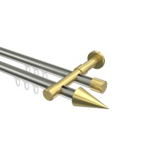 Gardinenstange mit Innenlauf Edelstahl-Optik / Messing-Optik 20 mm Ø Prestige Savio, 2-läufig Gardinenstange mit Innenlauf Edelstahl-Optik / Messing-Optik 20 mm Ø Prestige Savio, 2-läufig