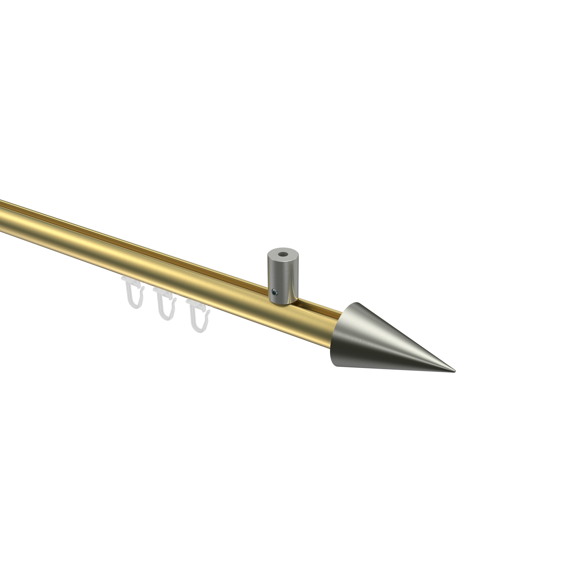 Gardinenstange mit Innenlauf (Deckenmontage) Messing-Optik / Edelstahl-Optik, Aluminium / Metall 20 mm Ø Sonius Savio Gardinenstange mit Innenlauf (Deckenmontage) Messing-Optik / Edelstahl-Optik, Aluminium / Metall 20 mm Ø Sonius Savio